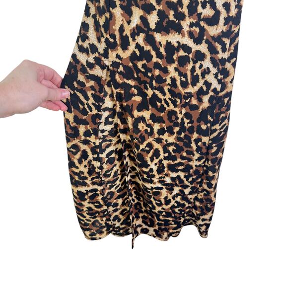 Endless Summer Harper Slip Dress Midi Leopard Open Back Slit Semi-Sheer Small S - Picture 7 of 15